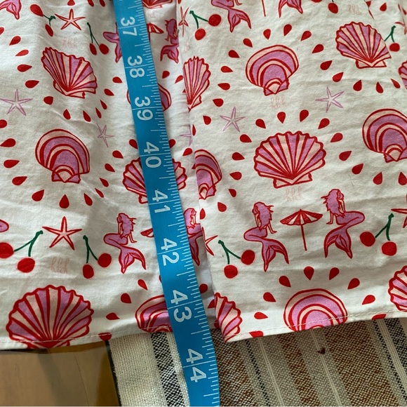 Hill House Home Pink White Ellie Nap Mermaid Shell Cherry Print Midi Dress XS - Picture 11 of 16